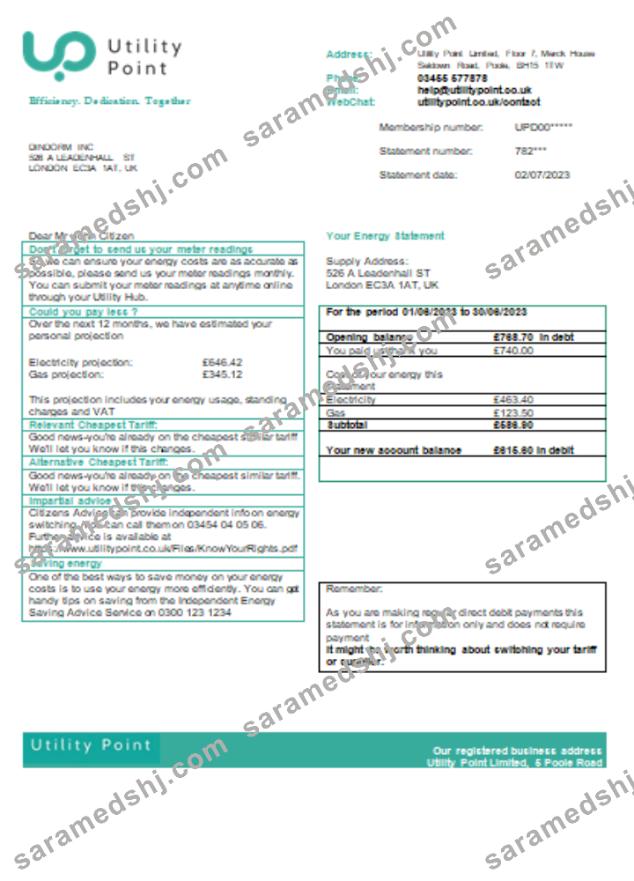 Utility Point utility business bill, SCR